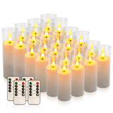 Flickering Flameless LED Candles, 24 Pcs Battery Operated Acrylic LED Pillar Candles with 4 Remote Controls & Timer Function - S