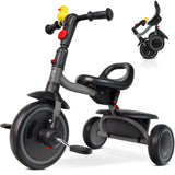 RIDYEE Toddler Tricycle for 18 Months to 5 Years, Foldable Tricycles for 3-5 Year Olds, Kids Tricycle with Adjustable Carry-Frie