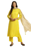 W For Woman Green Solid Lace Kurta Dupatta Bottomwear