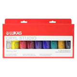 Lukas CRYL Studio Artist Acrylic Paint, MultiColor, Set of 9 100mL Tubes - High Pigment Acrylic Paints for Canvas Painting, Larg