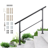 DIYHD 4 Step Handrail for Outdoor,Powder Coated Iron Stair Railing,Black Hand Rails for Indoor, Porch,Deck,1 Pack
