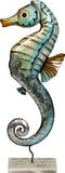 Rustic Seahorse Stand 7X18 - Metal & Capiz Art -Like New