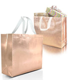 JOURNEY JOY Metallic Laminated Shopping Bag | Carry Bag for Return Gifts | NonWoven Gift Bags | Tote Bag (Pack of 12 Pcs) | Lar