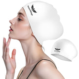 AzureWings Large Swim Cap for Women Men, Swimming Caps for Long Hair Adults Youths,Silicone Swim Hats Bathing Caps to Keep Hair