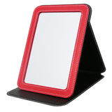 PDOZV Travel Mirror for Desk, 6.5 8.9Adjustable Rectangle PU Edge Covering Red Foldable Desk Mirror with Stand for Travel C