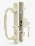 8.5 Legacy Sliding Patio Glass Door Offset Latch White Handle Set with Keys - Sash Controls 2265 Keyed Lock - Fits 3-15/16 Screw