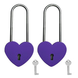 VeYocilk Love Lock,2pcs 3.5 Rubber Paint Purple Heart Sharped Padlock for Bridge, Anniversary Travel Gift(with Key)