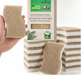 NebHop Plant Based Dish Sponge Coconut Fiber, Natural Cellulose & Wood Pulp Double Layer Scrubber, Eco Friendly NonScratch Ki