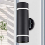 Cerdeco Stainless Steel Modern Porch Light Outdoor Wall Lighting Cylinder Wall Sconce Suitable for Garden & Patio,Black Finished