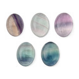 Crafans 5Pcs Natural Gemstone Cabochons Flatback 18x13mm Oval Fluorite Stone Earrings Cabochons No Hole Healing Power Stone Chak