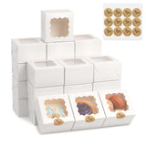 50 Pcs 4x4x2.5 Inch Bakery Boxes with Window, White Cookie Boxes for Gift Giving, Treat Box for Desserts, Macarons, Donuts, Past