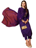 Anni Designer Women'S Cotton Blend Straight Printed Kurta With Pant & Dupatta (Raji-Begani-Nw_S_Violet_Small),Violet,S