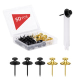50 PCS Thumb Tacks for Wall Picture Hangers, Double Headed Picture Hanging Nails Kit, Push Pins Wall Hooks, Renter Friendly Deco