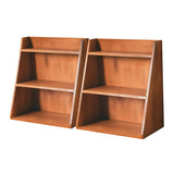 Vintage Farmhouse Wooden Desktop Tapered Tiered Shelf Organizer Set of 2 Rustic Wood 3Tier Display Shelves for Desk, Vanity &
