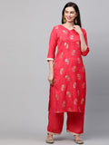 Gosriki Women'S Cotton Straight Kurta With Palazzo (Kpz-Cot-10005-Red_S-Go_Red_Small),Red,,B09LR4QP1R