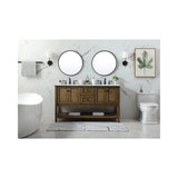 Elegant Decor Metropolis 60 Aluminum Mdf Double Bathroom Vanity In Driftwood