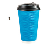 DAILYPACK 16 oz Coffee Cups with Lids and Straws, 80 Count Insulated Ripple Wall Paper Hot Coffee Cups, To Go cups with Lids and