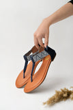 Shoetopia Stylish Ethnic Blue Flat Sandals For Women & Girls /Uk4,Blue,4,B0BZPTVBKH