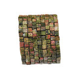 BEADIA Natural Unakite Square Stone Beads 4x4mm 85pcs Cube Loose Semi Gemstone Beads for Jewelry Making Design