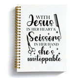OuOvOwO Hairstylist Hairdresser Spiral Notebook, Rustic with Jesus in Her Heart Journal, Cosmetology Spiral Notebooks for Note T