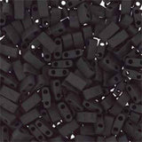 Miyuki Half Tila 2 Hole Rectangle Beads 5x2.3mm Matte Black 7.8 Grams