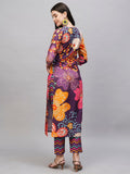 Gosriki Women'S Cotton Blend Straight Printed Kurta With Pant (Wahida Purple-Gs_L_Purple_Large),Purple,,B0CSG443R3