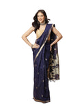 Anarva Royal Blue Floral Cotton Jamdani Ready To Wear Saree