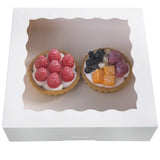 ONE MORE 9inch White Cookie Bakery Boxes,Large Pie Boxes with PVC Window Natural Disposable box 9x9x2.5,Pack of 12