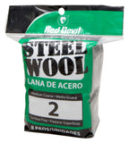 Red Devil 0325 Steel Wool, 2 Medium Coarse, (Pack of 8)