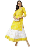 Gosriki Women'S Cotton Blend Straight Printed Kurta With Skirt (Mausam Yellow_New_Xl-Go_Yellow_X-Large),Yellow,,B0B4FXF1BJ
