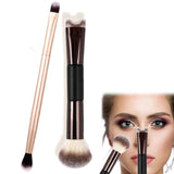 Nose Contour Brushes 2PCS,2-In-1 U-Shaped Brush and Fluffy Brush 2025 Upgrated Dual-ended Nose Eye shadow Brushes for Makeup,Dou