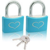 Fuaxat 2 Pack Blue Padlocks with 3 Keys, 1-9/16 (40 mm) Wide Aluminum Lock Body, Keyed Alike for Gym Locker, Gate, Love Lock, Sh