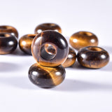 Asingeloo Natural Yellow Tiger's Eye Stone Beads Large Hole (5-6mm) Polished Rondelle European Beads for Charm Bracelets,Jewelry
