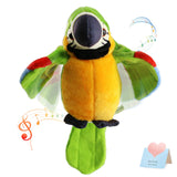 Houwsbaby 9'' Green Electronic Musical Talking Parrot Plush Toy,Interactive Toy,Recording Stuffed Animal Repeat What You Say Sha