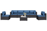 7 Pieces Outdoor Patio Sectional Sofa Couch, Wicker Furniture Patio Conversation Sets with Washable Cushions & Coffee Table for