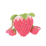 Zoomella Knitted Shoulder Bag Strawberry Shaped Handbag For Themed Party Women Pink And Red