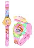 Shocknshop Silicone 3D Kids Musical Cartoon Back Ground Disco Light Digital Kids Watch For Girls -W349 (Pink Princess)