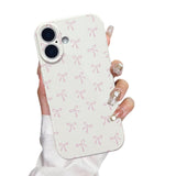 Faneiy for iPhone 16 Plus Case Cute Bow Aesthetic Women Girly Fashion Protective Phone Case Bowknot Pink