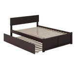 AFI Orlando Full Size Platform Bed with Footboard & Full Trundle in Espresso