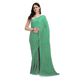 Shiv Textiles Womens Plain Pure Georgette Full Crushed Saree (Crsh-Green 1)