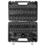 DISEN 57 PCS 1/4 Drive Impact Socket Set Shallow & Deep Socket Set SAE(5/32-9/16) & Metric(4-15mm) with Universal Joint, Extensi