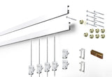 Cliprail Complete Art Hanging Gallery Systems (White, 19.69ft of Rails, 12 Hooks & 8 Steel Cords)