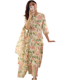 Gosriki Women'S Cotton Blend Printed Straight Kurta With Pant & Dupatta (Kumud Cream-Gs_M_Cream_Medium),Cream,,B0D2975PWC