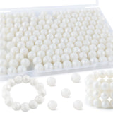 Kovict 145pcs Silicone Beads, 15mm Silicone Beads for Keychain Making, Pens Bracelet Necklace DIY Crafts(Metallic White)
