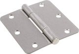 Hardware Essentials 854323 Smooth Corner SqueakProof Door Hinges, 31/2 inch, 31/2, Satin Nickel, 3 Pieces