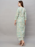 Anni Designer Women'S Cotton Blend Printed Straight Kurta With Pant (Vira Grey_Xxl_Grey_Xx-Large),Grey,2XL,Cotton Blend,Regular,Kurta