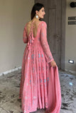 Women Floral Print Anarkali Kurta With Pant And Dupatta (Medium) (Xl Ligth Pink) (M Ligth Pink),Ligth Pink,M,Georgette,Anarkali,