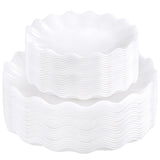 LIYH 50 Pcs White Scalloped Plastic Plates Reusable - Unbreakable Plastic Plates for Weddings Party Outdoor Picnics Dishwasher S