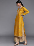 Libas Women'S Silk Embellished Straight Kurta (23491O_Yellow Yellow M