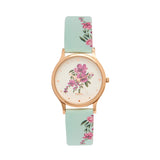 Teal By Chumbak Round Dial Analog Watch For Women|Jungle Flowers Collection| Printed Vegan Leather Strap|Gifts For Women/Girls/L